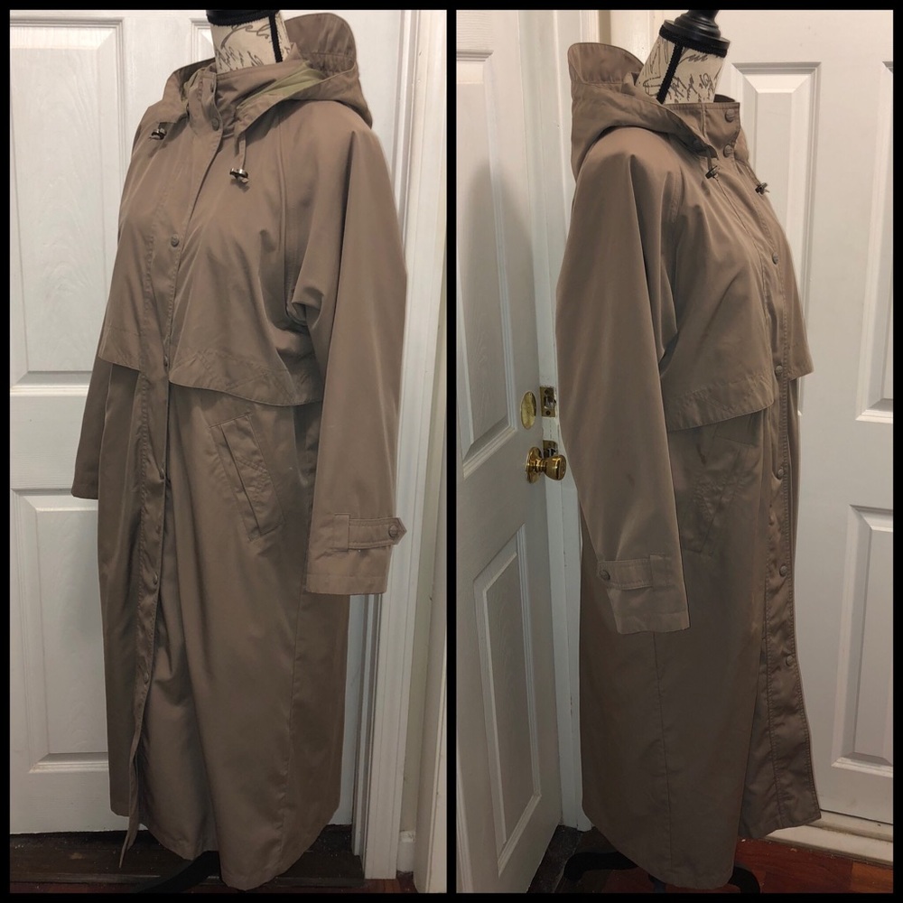 Vintage L.L. Bean Hooded Trench Coat Rain Jacket